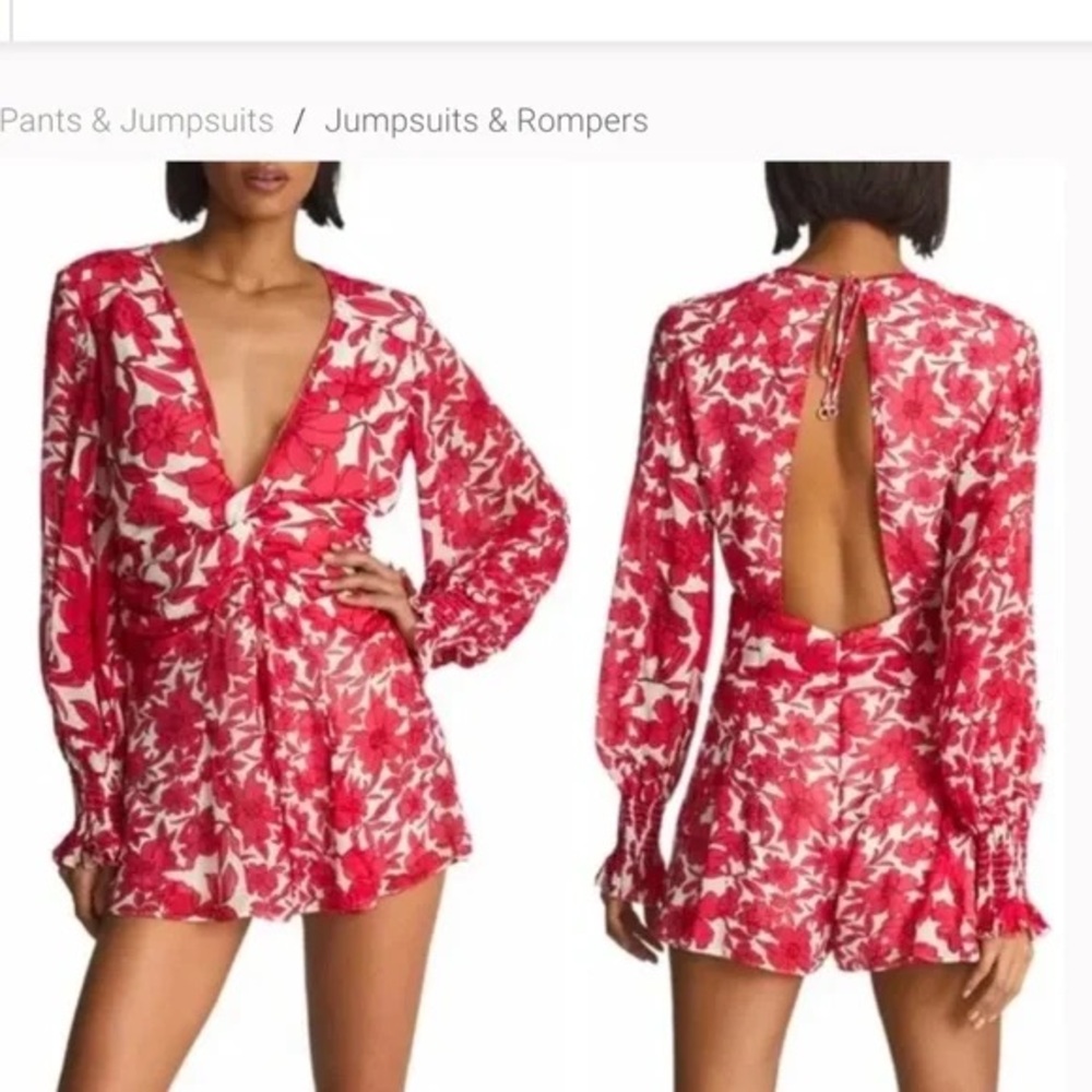 Reiss Resort Romper red and white floral